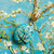 Miniature Peinture sur Perle Baroque - Branche d’amandiers en fleurs