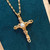 Pendentif Croix en Wire Art Sculpté – Perle d'Eau Douce et Structure Fil d'Or Façonnée à la Main