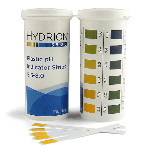 Hydrion 9700 pH 5.5 to 8.0 Test Kit - 100 Plastic pH Indicator Strips