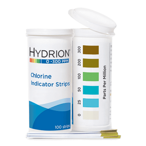 Hydrion Chlorine 0-300 ppm Test Kit - 100 Test Strips