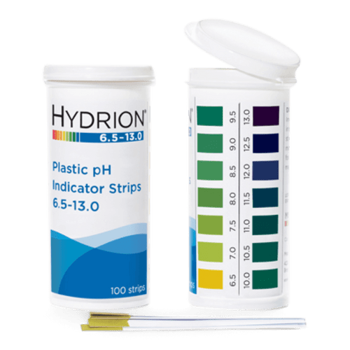 Hydrion pH Test Kit - 100 Plastic pH 6.5 to 13.0 Indicator Strips