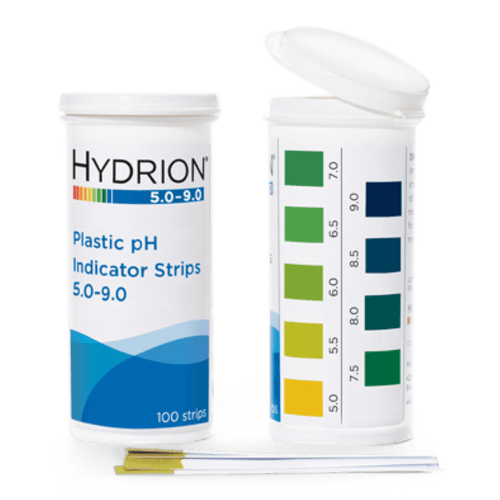 Hydrion pH Test Kit - 100 Plastic pH 5 to 9 Indicator Strips