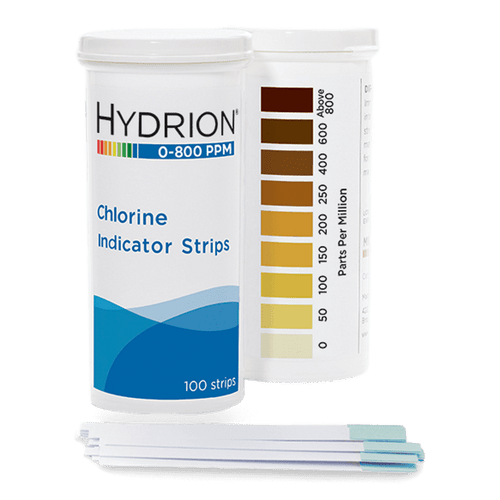 Hydrion Chlorine 0-800 ppm Test Kit - 100 Test Strips