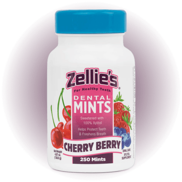 Zellies Dental Mints 250 Count Xylitol Mints Jar Healthy Kiwis