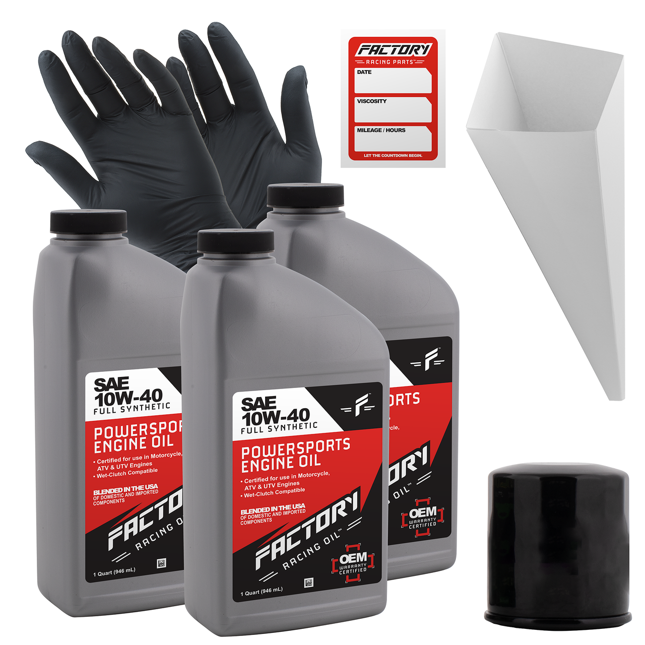 Factory Racing Parts SAE 10W-40 3 Quart Oil Change Kit For Kawasaki ...