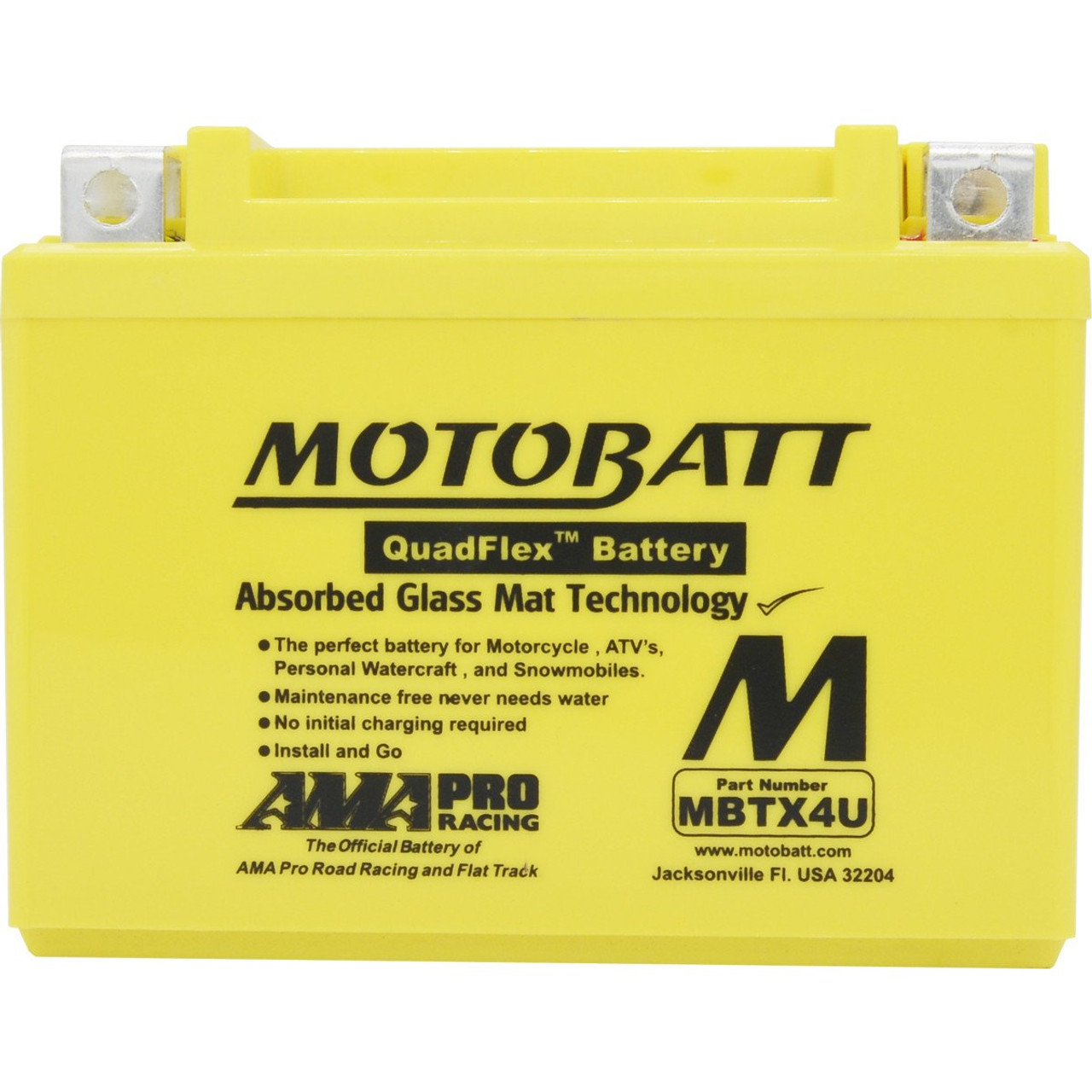 Motobatt MBTX4U 12V AGM Battery Fits Adly Aprilia Derbi