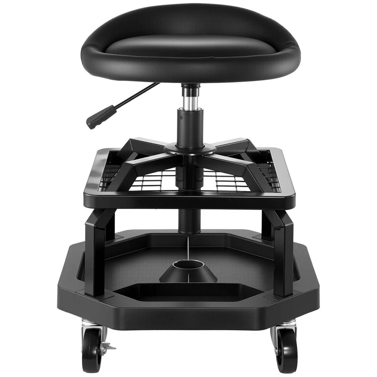 Work Center Stool VEVOR Rolling Shop Stool, Pneumatic Garage Seat/Work Stool with 300 lbs ...