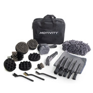 MOTIVITY 21-Piece Car Detailing Kit, Includes Drill Brush Attachment Set, Detail Brushes, Wash Mitt, Drying Towel, and Wheel & Tire Brush