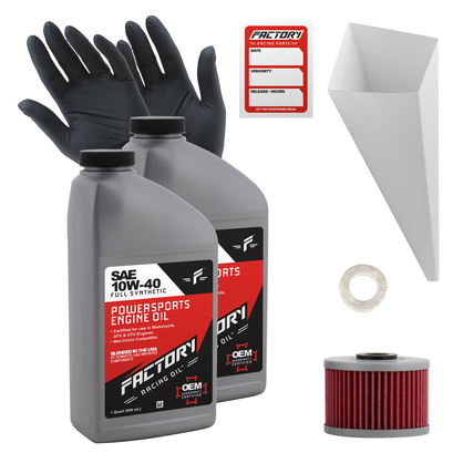 Factory Racing Parts SAE 10W-40 2qt Oil Change Kit Fits Kawasaki BN125, KFX450R Factory Racing Parts SAE 10W-40 2qt Oil Change Kit Fits Kawasaki BN125, KFX450R