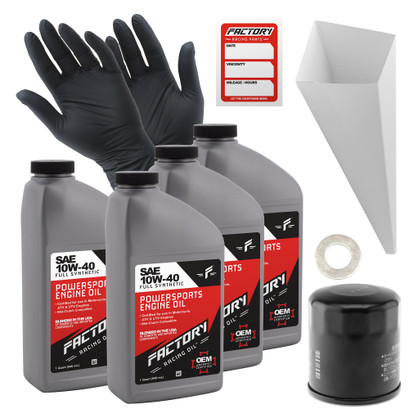 Factory Racing Parts 10W-40 4 Quart Oil Change Kit for Kawasaki Ninja, Vulcan