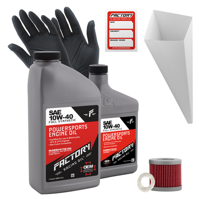 Factory Racing Parts 10W40 1.5Qt Oil Change Kit Fits Suzuki AN400, LT-Z90 Factory Racing Parts 10W40 1.5Qt Oil Change Kit Fits Suzuki AN400, LT-Z90