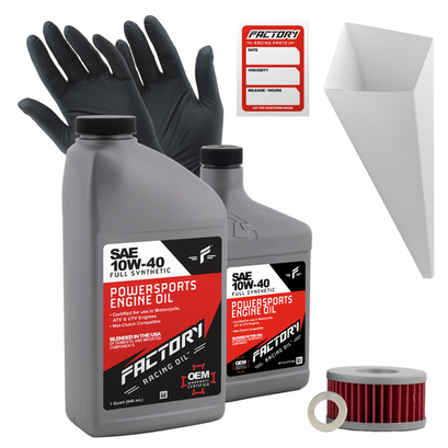 Factory Racing Parts 10W40 1.5Qt Oil Change Kit Fits Suzuki GN250, GZ250 Factory Racing Parts 10W40 1.5Qt Oil Change Kit Fits Suzuki GN250, GZ250