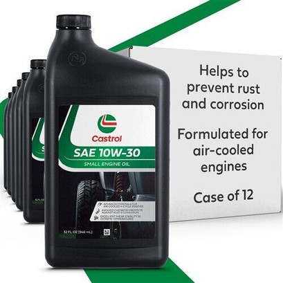 Castrol SAE 10W-30 Small Engine Oil For 4-Cycle Engines - Protects Against Rust & Corrosion - Suitable for Lawn Mowers and Outdoor Power Equipment - Case of 12 (1qt) Castrol SAE 10W-30 Small Engine Oil For 4-Cycle Engines - Protects Against Rust & Corrosion - Suitable for Lawn Mowers and Outdoor Power Equipment - Case of 12 (1qt)