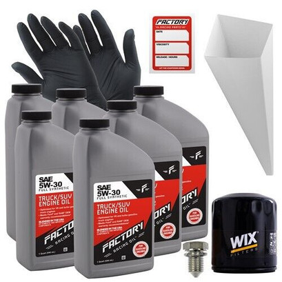 Factory Racing Parts Oil Change Kit Fits Dodge Dakota 200-2006, Durango 200-2007, Ram 1500 2002-2007, 2500 2005-2007 4.7L 5W-30 Full Synthetic Oil - 6 Quarts Factory Racing Parts Oil Change Kit Fits Dodge Dakota 200-2006, Durango 200-2007, Ram 1500 2002-2007, 2500 2005-2007 4.7L 5W-30 Full Synthetic Oil - 6 Quarts