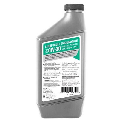 Lube-Tech Endurance Euro Full Synthetic 0W-30 Motor Oil - 1 Quart - Case of 6 Lube-Tech Endurance Euro Full Synthetic 0W-30 Motor Oil - 1 Quart - Case of 6