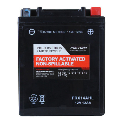 Factory Racing Parts AGM Battery FRX14AHL For Motorcycles, Snowmobiles, & Scooters YTX14AHL, YB14L-A2 Factory Racing Parts AGM Battery FRX14AHL For Motorcycles, Snowmobiles, & Scooters YTX14AHL, YB14L-A2