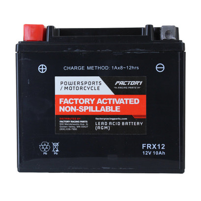 Factory Racing Parts AGM Battery FRX12 For ATVs, Motorcycles, and Scooters YTX12, YTX12-BS, BTX12-BS Factory Racing Parts AGM Battery FRX12 For ATVs, Motorcycles, and Scooters YTX12, YTX12-BS, BTX12-BS