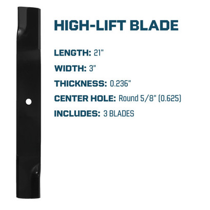 High Lift Mower Blade For Hustler Super Z Zero Turn Mowers 60" Decks 782516, 782516X - 3 Pack