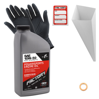 Factory Racing Parts 10W50 Oil Change Kit compatible with Husqvarna TC50/65/85, TE125/150/250i/300/300i - 1 Quart Factory Racing Parts 10W50 Oil Change Kit compatible with Husqvarna TC50/65/85, TE125/150/250i/300/300i - 1 Quart