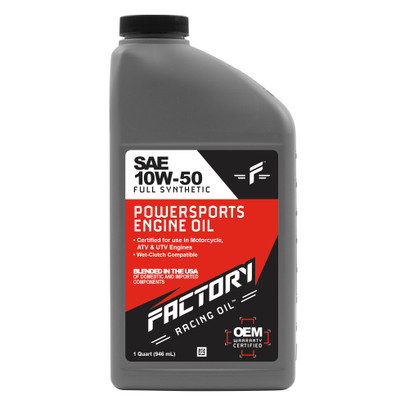Factory Racing Oil 10W-50 Full Synthetic Powersports Engine Oil - API SN JASO MA/MA2 -6 Quart Pack Factory Racing Oil 10W-50 Full Synthetic Powersports Engine Oil - API SN JASO MA/MA2 -6 Quart Pack
