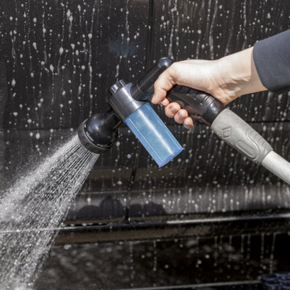 MOTIVITY High Pressure Spray Nozzle with Soap Dispenser for Car Washing, Pet Bathing, or Lawn Treatment, 8 Spray Patterns MOTIVITY High Pressure Spray Nozzle with Soap Dispenser for Car Washing, Pet Bathing, or Lawn Treatment, 8 Spray Patterns