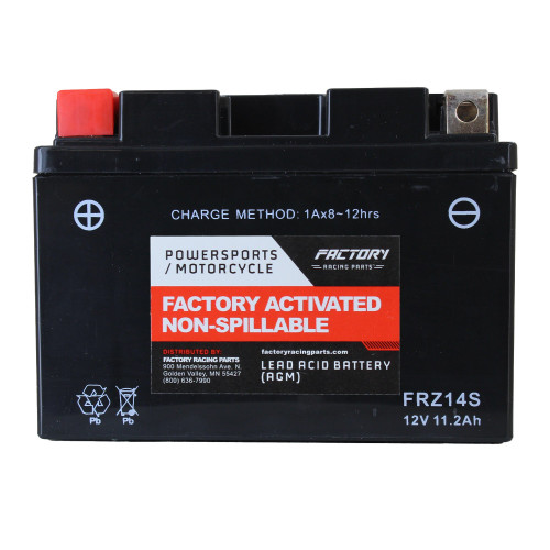 Factory Racing Parts FRZ14S AGM Battery – Maintenance Free – Ready to Install - Compatible With Motorcycles and Scooters YTZ14S, YTZ12S, BTZ12S, BTZ14S