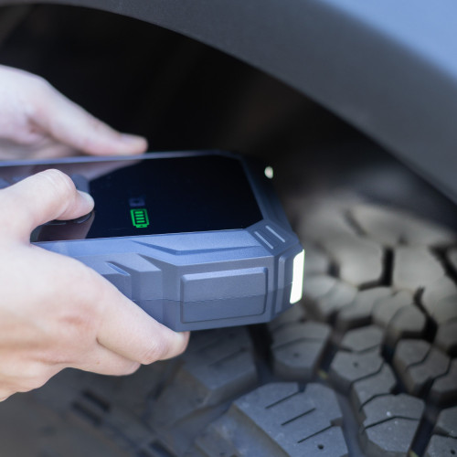 MOTIVITY 4-in-1 Portable Automotive Jump Starter with Air Compressor – 1000A Peak, USB & 12V DC Charging, 150 PSI, LED Flashight, LCD Display – for Cars, Motorcycles, ATVs & More