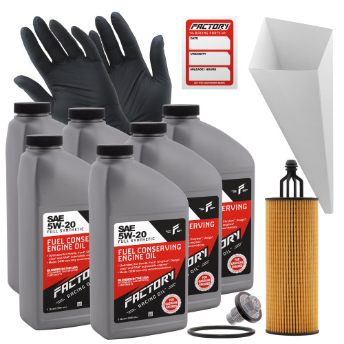 Factory Racing Parts Oil Change Kit Compatible With Ram 1500 3.6L 2014-2020 5W-20 Full Synthetic Oil - 6 Quarts