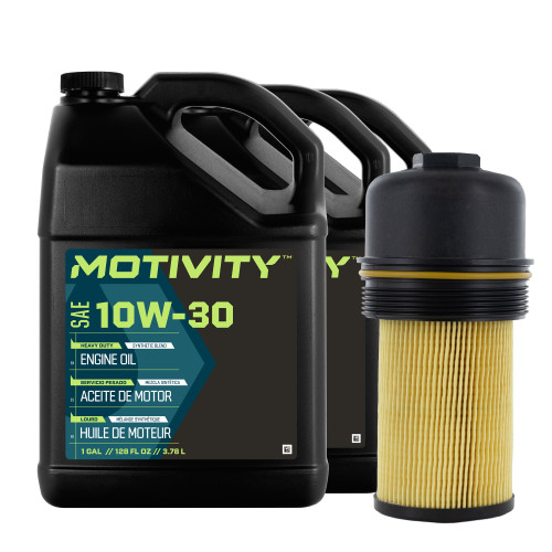 Motivity HD 10W30 Synthetic Oil Change Kit Fits Ford F250 F350 F450 F550 6.0L/6.4L Powerstroke 2003-2010 - 3 Gallons