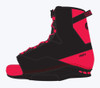 Connelly Empire wakeboard bindings, 2025 Empire bindings, red wakeboard bindings, open-toe wakeboard boots, adjustable wakeboard bindings, Infinity Plate chassis, cush liner bindings, ergonomic wakeboard boots, Achilles pads bindings, impact-absorbing EVA footbed, Connelly bindings Boater's Outlet, beginner to advanced wakeboard bindings, wakeboard binding and board packages Utah.
