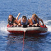 Airhead G-Force 3, towable tube for 3 riders, D-shaped deck tube, inflatable stabilizer fins, water sports tube, heavy-duty towable tube, lake adventure inflatable, Kwik-Connect towable, durable water tube, high-speed towable.