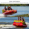 Airhead Super Mable 3-Rider Towable Tube on lake with three riders