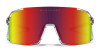 Blenders Exposé Future Ruler polarized sunglasses with red rainbow mirror PureBlend™ lens and clear oversized wraparound frame, unisex sport fit