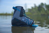 Close-up of Connelly Empire Wakeboard Bindings L/XL on Reverb board