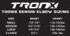 Size chart for TronX Force Senior Hockey Elbow Pads