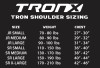 Sizing chart for TronX Force Senior Hockey Shoulder Pads