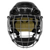 TronX Stryker hockey helmet combo black front view with chrome steel cage