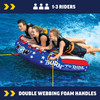 WOW Born To Ride 3 Person Towable Tube infographic showcasing 3-rider capacity