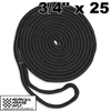 Redrock Premium Double Braid Nylon Dock Line, 3/4" x 25' Black