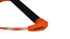 Close-up of Proline AX suede wakesurf handle with EVA backing and orange grip