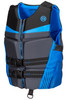 Side profile of O'Brien Men's Flex V-Back life jacket highlighting multi-hinge segmentation and fit