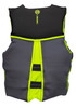 O'Brien 2026 Flex V-Back vest rear view showing split V-back stretch panel in green and black