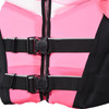 Connelly Youth CGA neoprene life vest pink with center zipper and hidden buckle belts