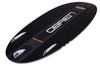 Bottom view of O’Brien Driver wakesurf board showing thruster fin configuration