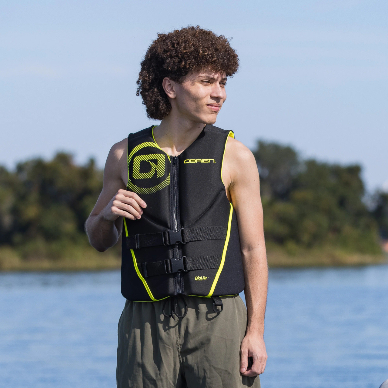 O’Brien Men’s Life Vest worn during boating activity O’Brien Men’s Life Vest worn during boating activity