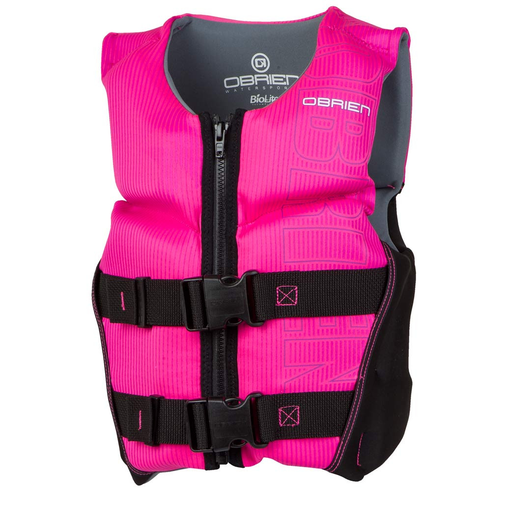O'Brien Girl's Youth Small VBack Neoprene Life Jacket Black/Pink 5075