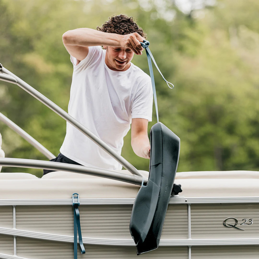 Mission MAVEN pontoon fenders protecting pontoon during docking