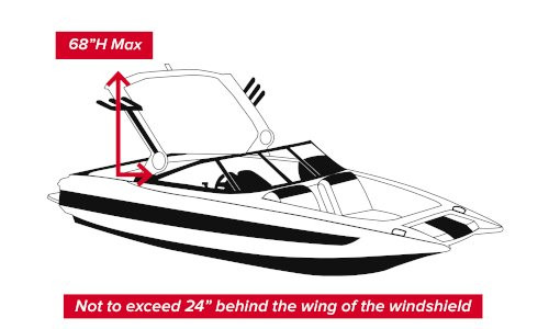 Carver 25'6" by 102" Over-the-Tower Boat Cover for Tournament Ski Boats w/ Wide or Pickle Fork Bow & Swim Platform