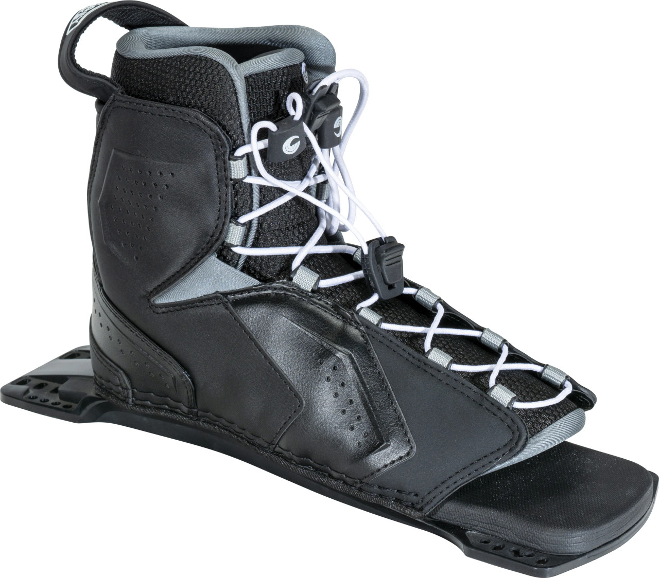 2025 Connelly Tempest bindings, water ski bindings, dual lace zone bindings, molded toe bindings, men’s ski bindings sizes small to X-Large, comfortable water ski bindings, responsive ski bindings, Tempest bindings Boater's Outlet, seamless fit water ski boots, stretch panel toe bindings, 3D molded water ski bindings.