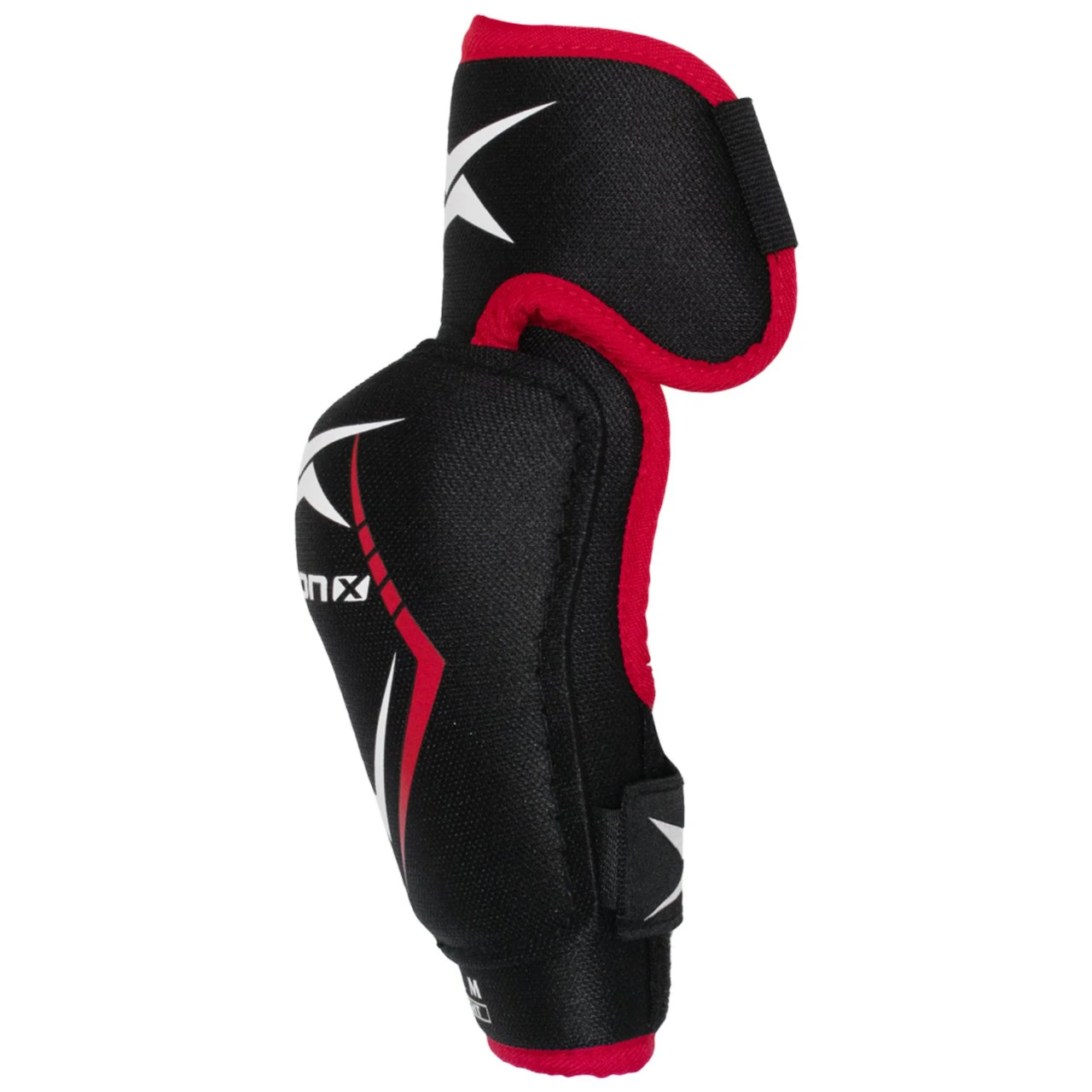 youth hockey elbow pads, TronX Force, dual-density foam, plastic reinforcement, molded plastic elbow cap, water-resistant, anatomically shaped, lightweight hockey gear, slash protection, hockey safety equipment